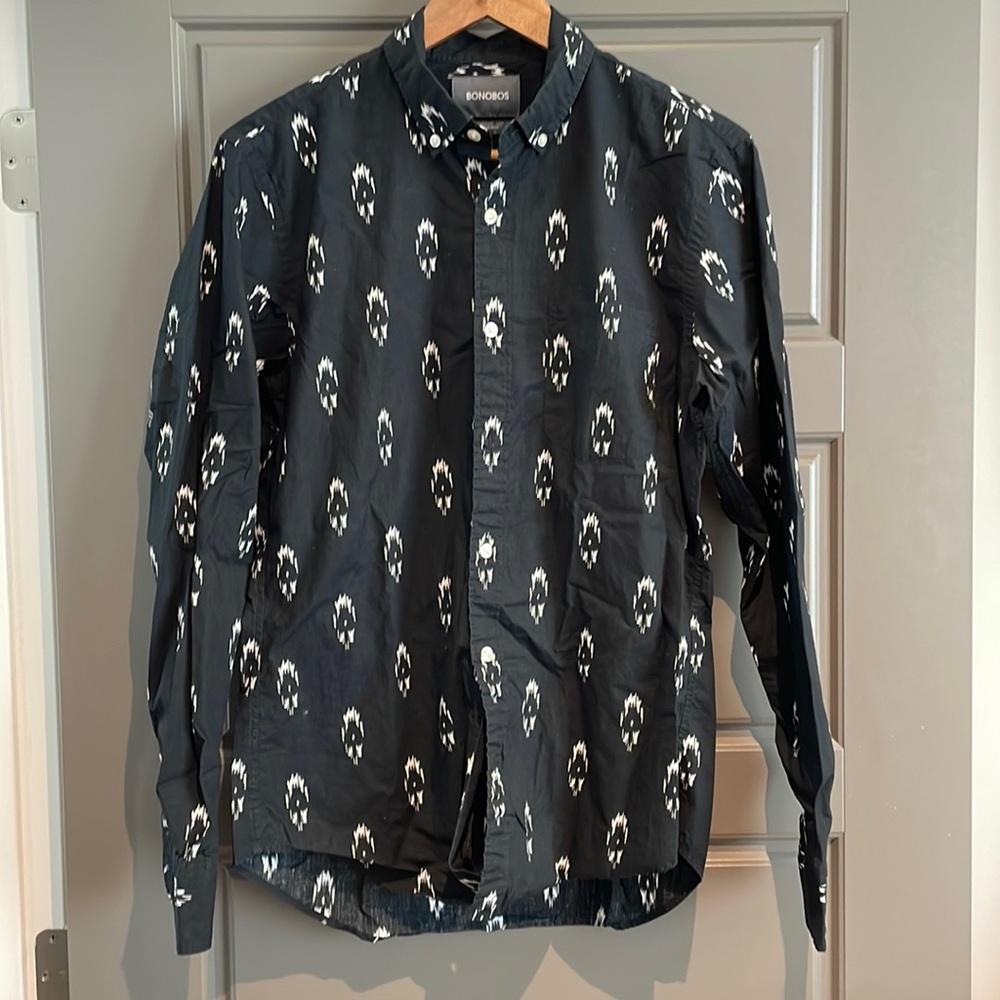 Bonobos printed black button down